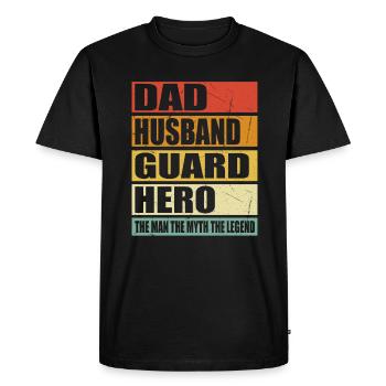 Père Mari Garde de sécurité Héros - T-shirt Premium bio Homme - noir - Devant - Nico (187cm)