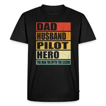 Père Mari Pilote Héros - T-shirt Premium bio Homme - noir - Devant - Nico (187cm)
