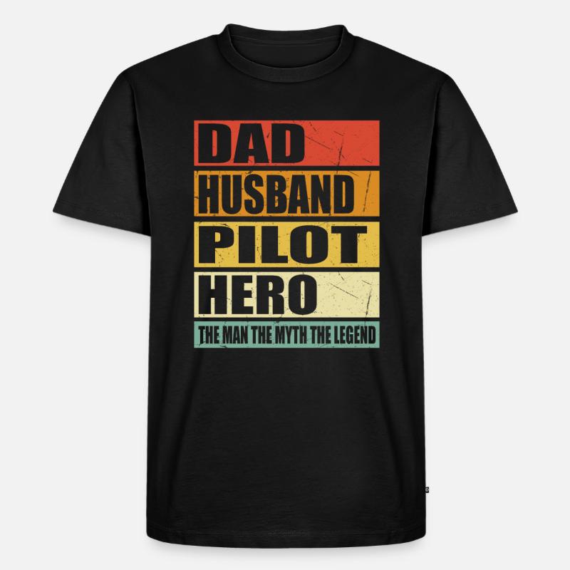Vater Ehemann Pilot Held - Männer Premium Bio T-Shirt - Schwarz
