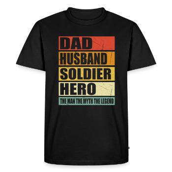 Père Mari Soldat Héros - T-shirt Premium bio Homme - noir - Devant - Nico (187cm)