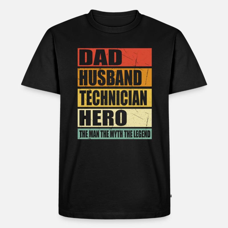 Vater Ehemann Techniker Held - Männer Premium Bio T-Shirt - Schwarz