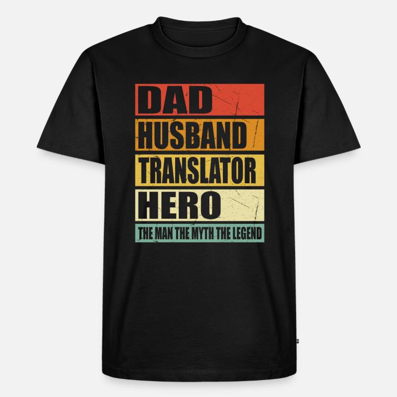 Vater Ehemann Übersetzer Held - Männer Premium Bio T-Shirt - Schwarz