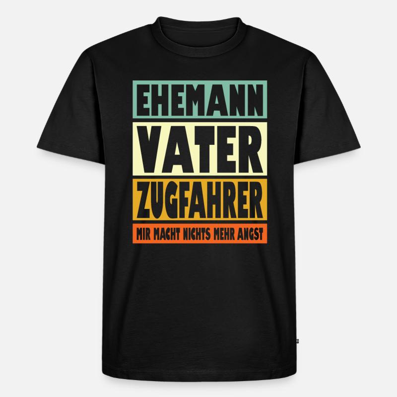 Zugfahrer Vater Ehemann Held - Männer Premium Bio T-Shirt - Schwarz