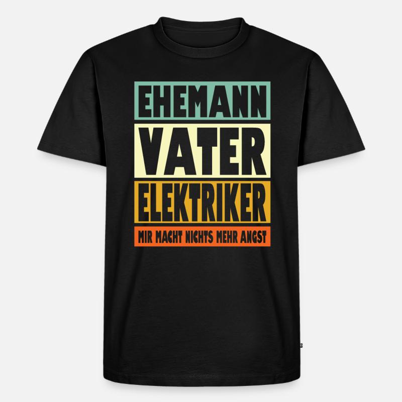 Elektriker Vater Ehemann Held - Männer Premium Bio T-Shirt - Schwarz