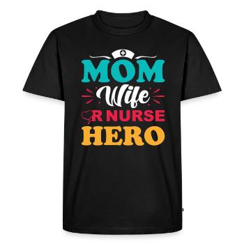 Infirmière chirurgicale Mama - T-shirt Premium bio Homme - noir - Devant - Nico (187cm)