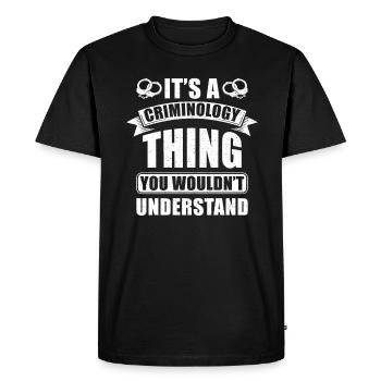 Criminologue Criminologie Informations nutritionnelles - T-shirt Premium bio Homme - noir - Devant - Nico (187cm)