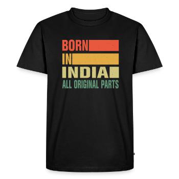 Born in India - Men's Premium Organic T-Shirt - black - Front - Nico (187cm)