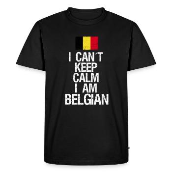 Je ne peux pas garder mon calme Je suis belge - T-shirt Premium bio Homme - noir - Devant - Nico (187cm)