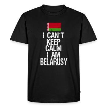 Je ne peux pas rester calme Je suis biélorusse - T-shirt Premium bio Homme - noir - Devant - Nico (187cm)