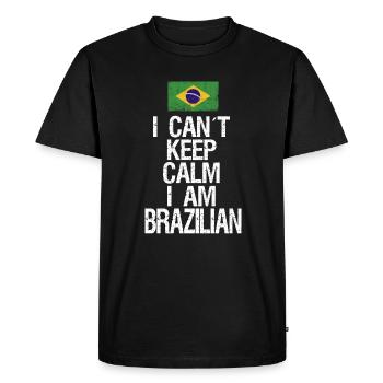 Je ne peux pas rester calme Je suis brésilien - T-shirt Premium bio Homme - noir - Devant - Nico (187cm)