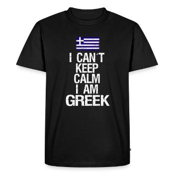 Je ne peux pas rester calme Je suis grec - T-shirt Premium bio Homme - noir - Devant - Nico (187cm)