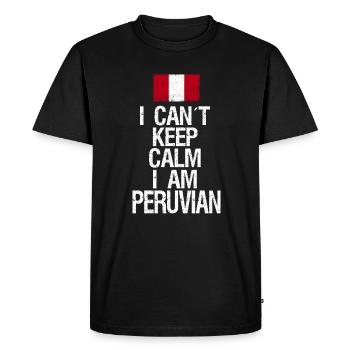Je ne peux pas rester calme Je suis péruvien - T-shirt Premium bio Homme - noir - Devant - Nico (187cm)