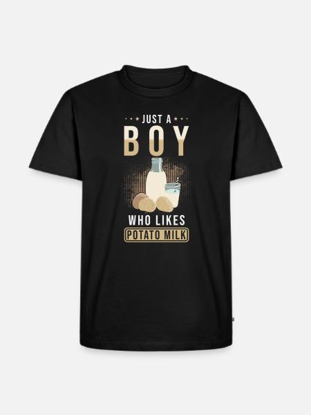 Potato milk saying - Men's Premium Organic T-Shirt - black
