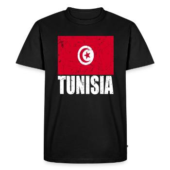 Tunisia Flag - Men's Premium Organic T-Shirt - black - Front - Nico (187cm)