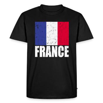 Français drapeau - T-shirt Premium bio Homme - noir - Devant - Nico (187cm)