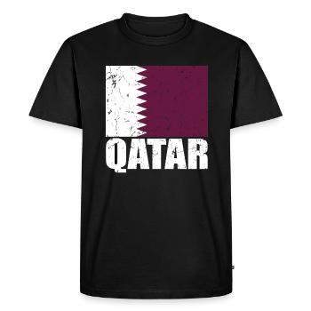 Qatar Flag - Men's Premium Organic T-Shirt - black - Front - Nico (187cm)