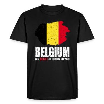 Belgium Flag - Men's Premium Organic T-Shirt - black - Front - Nico (187cm)