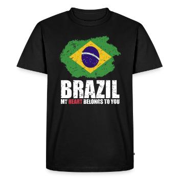 Drapeau du Brésil - T-shirt Premium bio Homme - noir - Devant - Nico (187cm)