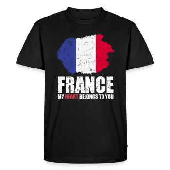 Français drapeau - T-shirt Premium bio Homme - noir - Devant - Nico (187cm)