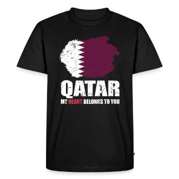 Qatar Flag - Men's Premium Organic T-Shirt - black - Front - Nico (187cm)