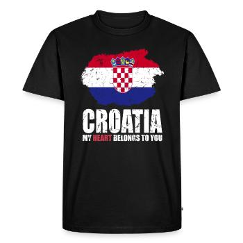 Croatia Flag - Men's Premium Organic T-Shirt - black - Front - Nico (187cm)