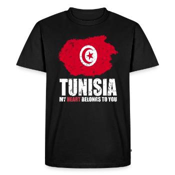 Tunisia Flag - Men's Premium Organic T-Shirt - black - Front - Nico (187cm)