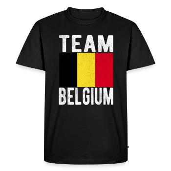 Belgium Flag - Men's Premium Organic T-Shirt - black - Front - Nico (187cm)