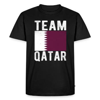 Qatar Flag - Men's Premium Organic T-Shirt - black - Front - Nico (187cm)