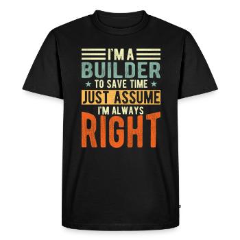 Builder - Men's Premium Organic T-Shirt - black - Front - Nico (187cm)
