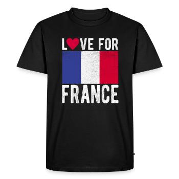 Français drapeau - T-shirt Premium bio Homme - noir - Devant - Nico (187cm)