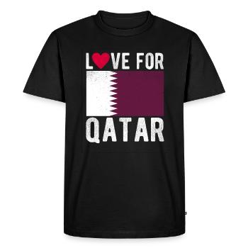 Qatar Flag - Men's Premium Organic T-Shirt - black - Front - Nico (187cm)
