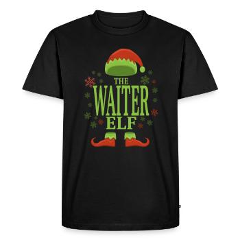 Waiter Christmas Elf - Men's Premium Organic T-Shirt - black - Front - Nico (187cm)