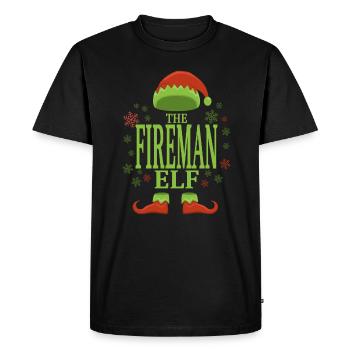Pompier elfe de Noël - T-shirt Premium bio Homme - noir - Devant - Nico (187cm)