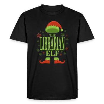 Librarian Christmas Elf - Men's Premium Organic T-Shirt - black - Front - Nico (187cm)
