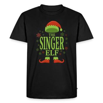 Singer Christmas Elf - Men's Premium Organic T-Shirt - black - Front - Nico (187cm)