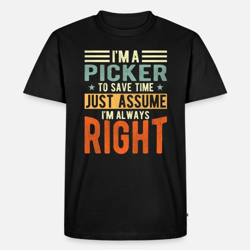 Picker - Männer Premium Bio T-Shirt - Schwarz