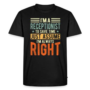 Réceptionniste - T-shirt Premium bio Homme - noir - Devant - Nico (187cm)