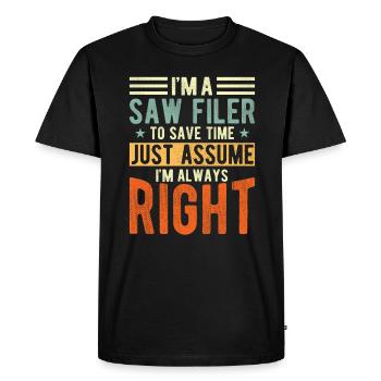 Saw Filer - Men's Premium Organic T-Shirt - black - Front - Nico (187cm)