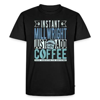 Millwright Coffee Quote - Men's Premium Organic T-Shirt - black - Front - Nico (187cm)