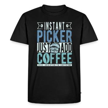Picker coffee saying - Men's Premium Organic T-Shirt - black - Front - Nico (187cm)