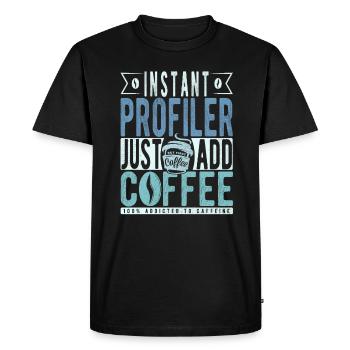 Profiler Coffee Quote - Men's Premium Organic T-Shirt - black - Front - Nico (187cm)