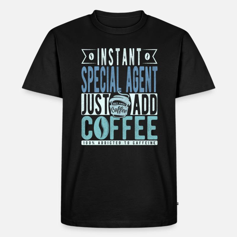 Spezialagent Kaffee Spruch - Männer Premium Bio T-Shirt - Schwarz