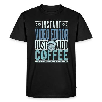 Editeur vidéo Café Dicton - T-shirt Premium bio Homme - noir - Devant - Nico (187cm)