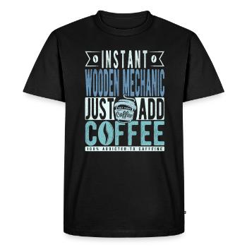 Dicton de café mécanicien bois - T-shirt Premium bio Homme - noir - Devant - Nico (187cm)