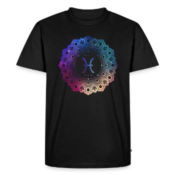 Pisces Zodiac Symbol Mandala - Men's Premium Organic T-Shirt - black - Front - Nico (187cm)