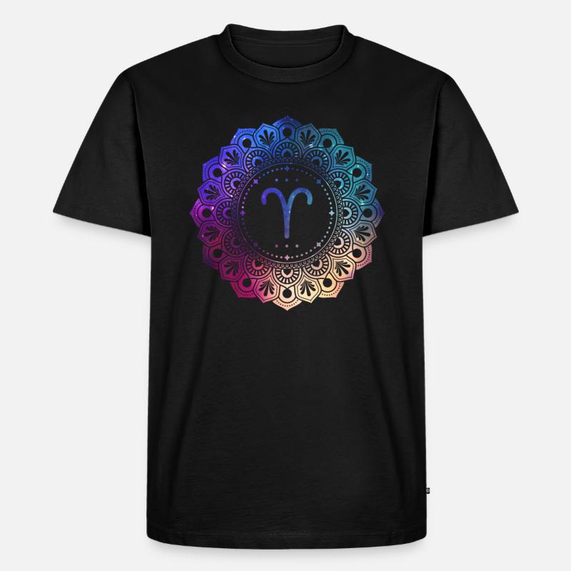 Widder Sternzeichen Symbol Mandala - Männer Premium Bio T-Shirt - Schwarz