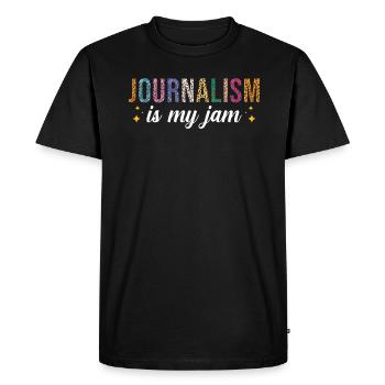 Journalism is my passion - Men's Premium Organic T-Shirt - black - Front - Nico (187cm)