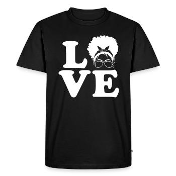 Boucles Tête bouclée Cheveux bouclés Femme - T-shirt Premium bio Homme - noir - Devant - Nico (187cm)