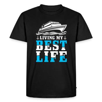 Captain Boat Inspirational Quote - Men's Premium Organic T-Shirt - black - Front - Nico (187cm)