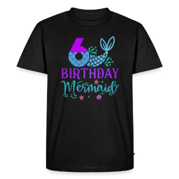 6th Birthday Mermaid - Men's Premium Organic T-Shirt - black - Front - Nico (187cm)